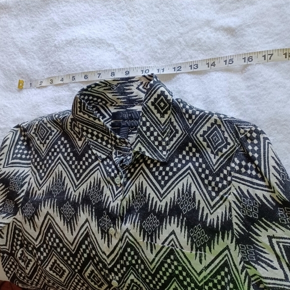 NWT J.crew Linen "boy" Button Up Shirt Aztec Diamonds Ikat | Black & white sz 2 - Picture 13 of 16